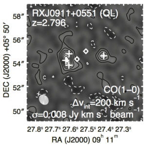 CO map of the strongly lensed galaxy RX J0911+0551
